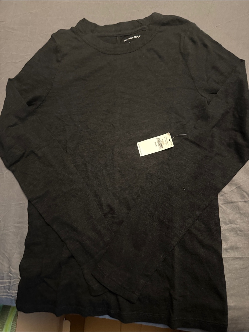 Banana Republic Black Long-Sleeve Crewneck Top